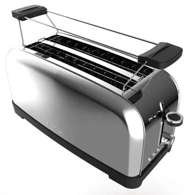 Vertikaler Toaster 1500 W, Doppelschlitz 3,8 cm, Edelstahl, Krümelschublade