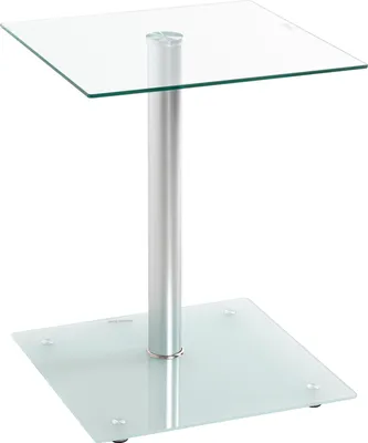 Produktbild von HAKU Beistelltisch, alu-satiniert, quadratisch, Metall, Sicherheitsglas, obere Klarglasplatte, untere Milchglasplatte, 40x52x40 cm, Innen