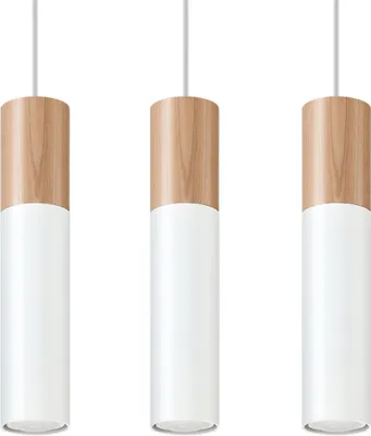 Produktbild von Hängeleuchte PABLO 3 weiß 3xGU10 10W Stahl/Holz 90x6x45cm Sollux Lighting