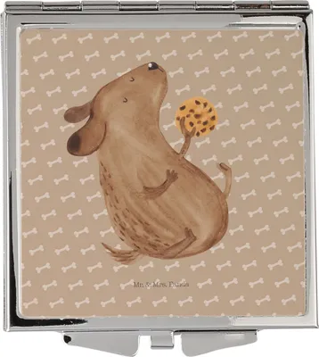 Produktbild von Mr. & Mrs. Panda Kleiner Spiegel Hund Keks - Hundeglück - Geschenk, Taschenspiegel, Schminkspiegel klein, Handspiegel, Sprüche, Hungrig, Quadratischer, Leckerli