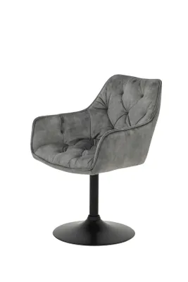 Produktbild von Hela Tische, Armlehnstuhl Esszimmerstuhl/Sessel Birte - Samtvelour Vintage Grau - 120Kg belastbar- 360° drehbar, Trompetenfuß Metall pulverbeschichtet
