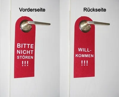 Produktbild von GKA Türhänger aus Filz Türschild Dekoschild Filzschild Filzhänger beidseitig bedruckt Vorderseite: Bitte nicht stören Rückseite: Willkommen rot für Hotel Pension Firma Büro privat Praxis Verein