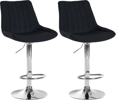 Produktbild von 2er Set Barhocker Toni Stoff chrom schwarz