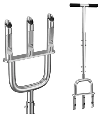 Produktbild von Aerifizierer für Rasen, 2-in-1 Rasenspecht mit 3 Hohlzähnen, Edelstahl T-Griff-Rasenlüfter für verdichtete Böden, Rasenpflege (100 cm)