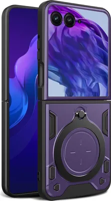 Image de Etui pour Motorola Razr 50 Etui durable double couche avec anneau circulaire Violet