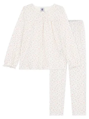 Immagine prodotto di Pigiama per bambina Petit Bateau, modello Cindy_h25, colore marshmallow/multicolore, taglia 5 anni