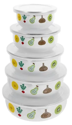 Produktbild von 5 Stück Emaille Schüssel Mit Deckel