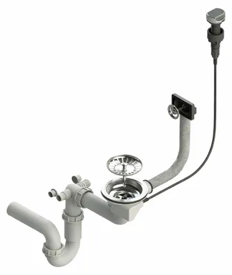 Siphon Einzelbecken 3 1/2 Zoll Chrom, automatisch, mit Geräteanschluss