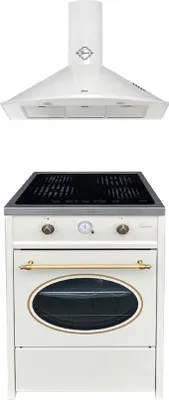 Produktbild von GURARI GCH E 612 Cr r Induktions Standherd + GCH C 046 WH 9 Dunstabzugshaube 90cm