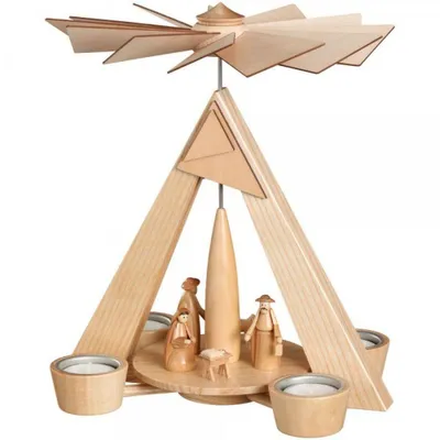 Produktbild von Teelichtpyramide Christi Geburt natur BxHxT 24,5x29x24,5cm NEU