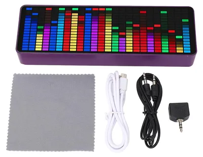 Produktbild von Musikspektrum-Anzeige, 384 LEDs, 1624 Segmente, Rhythmus, Lichtpegel, Sprachsensor, Tonabnehmeranalysator mit Uhr, 20 dynamische 7 Farben