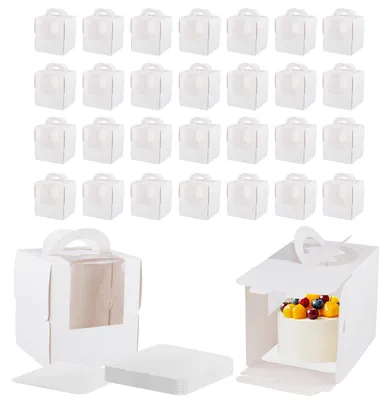 Immagine prodotto di 30 scatole di carta per torte con finestra - Scatole bianche per pasticceria, ideali per feste