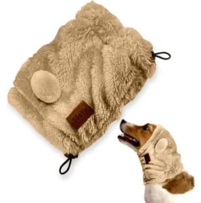 Immagine prodotto di INF Cappuccio antirumore per cani in poliestere S/M/L, copri orecchie Marrone L
