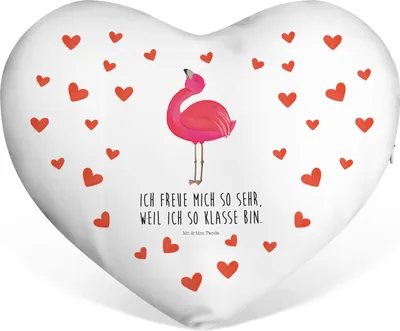 Produktbild von Mr. & Mrs. Panda Dekokissen Flamingo Stolz - Weiß - Geschenk, Mama, Liebeskissen, Sofakissen, Kuschelkissen, Freundin, dekoartikel, Hochzeitskissen, Beste, Rosa