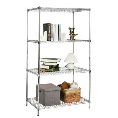 Produktbild von Gitterregal Everest robuste Lagerlösung mit modernem Design verchromt 4 Böden 90 x 60 x 160 cm