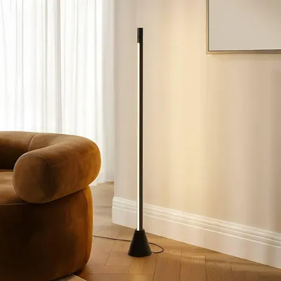 Zdjęcie produktu dla Lampa podłogowa LED Lucande Linija, czarna, wysokość 110 cm, czujnik