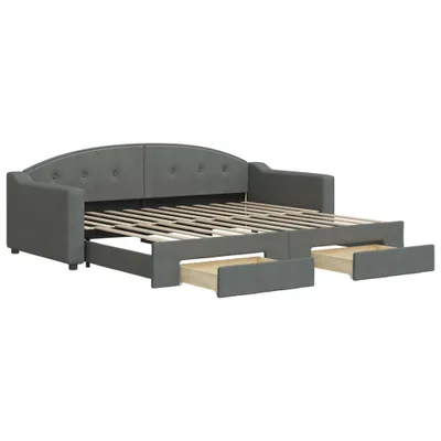 Produktbild von vidaXL Tagesbett Ausziehbar mit Schubladen Dunkelgrau 90x200 cm Stoff