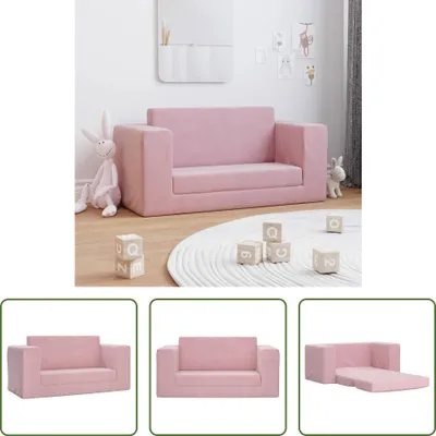 Produktbild von The Living Store Kinder-Schlafsofa 2-Sitzer Rosa Weicher Plüsch
