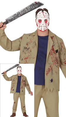 Immagine prodotto di Halloween Horror  Costume Slasher Maschera Giacca Sanguinosa Spaventoso Abbigliamento Travestimento Aspetto Inquietante Masquerade Spaventoso Eerie Spaventoso, Taglia: 48 - 50 (M) Colore: Beige