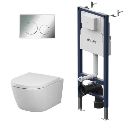 Productafbeelding van Toiletset Libre met wandcloset en bedieningsplaat in chroom - IIS90151.LB1900