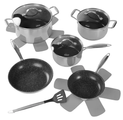 Produktbild von STONELINE® PROFESSIONAL Edelstahl Kochgeschirr-Set 11-teilig 18/20/24 | mit Deckeln