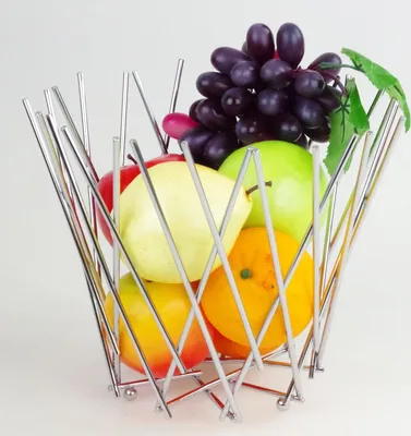 Produktbild von Obstkorb Sticks chrom Ø26x21cm Früchtekorb Obstschale Dekoschale Dekokorb Deko