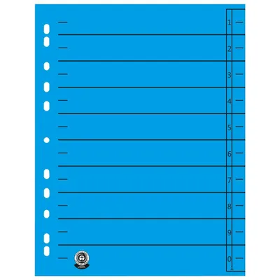 Produktbild von Wekre Trennblätter DIN A4 1-10 blau, 190 g/qm, 50 St.