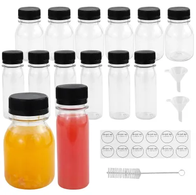 Produktbild von 12 wiederverwendbare Mini-Kunststoffflaschen – Flaschen für Ingwer-Shots, 60 ml / 120 ml