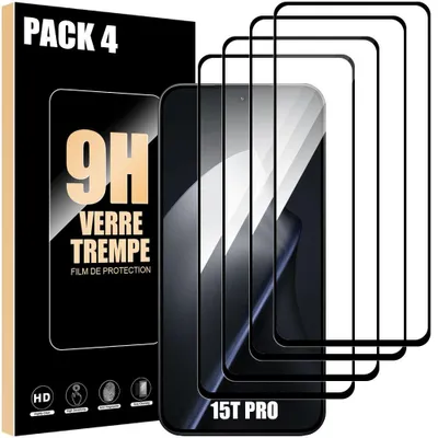 Image de 4 Verre Trempé Intégral pour Xiaomi 15T Pro, Protection d'écran Antichoc 9H Anti-Rayures