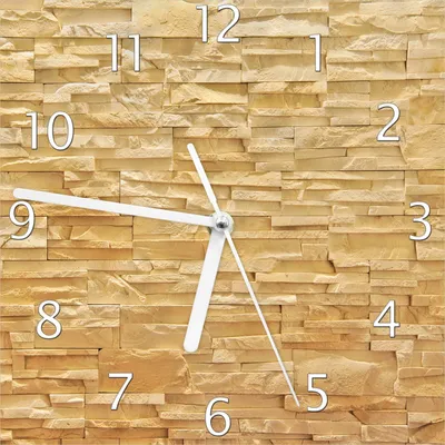 Produktbild von Wallario Design Wanduhr Steinwand gelb-orange aus Echtglas, Größe 20 x 20 cm