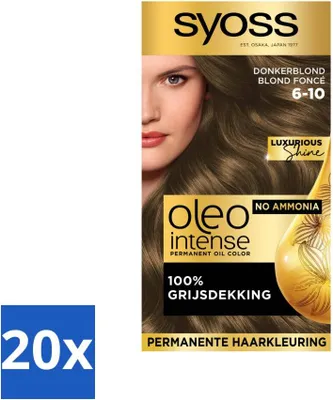 Obrázok produktu pre SYOSS - Oleo Intense 6-10 - Farba na vlasy - Permanentná farba na vlasy - Tmavá blond - Dlhotrvajúca farba - Hodnotné balenie - 20 kusov
