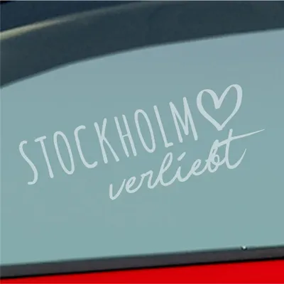 Produktbild von Auto Aufkleber Stockholm verliebt Herz Stadt Heimat Liebe Car 19x7 cm Milchglas Sticker Heckscheibenaufkleber