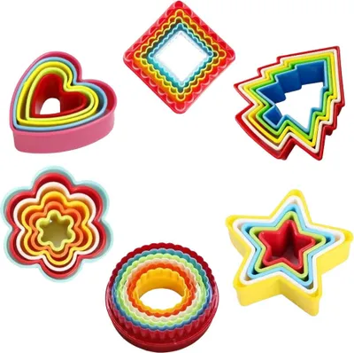 Produktbild von Satz Von 35pcs Kunststoff Ausstechformen, Herz Quadrat Blumen Kreis Sterne Baum Verschiedene Gr??en Ausstechform Zum Backen