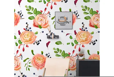 Produktbild von Coloray Fototapete 152x104 cm Latextapete Magicstick - Rosensbeeren blüht Blätter