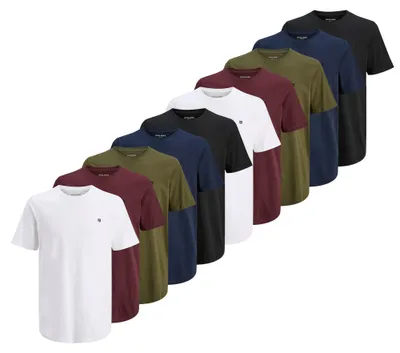 Produktbild von JACK&JONES Herren T-Shirt, 10er Pack - JPRBLABRODY TEE CREW NECK 10PK, Kurzarm, Rundhals, Baumwolle Blau/Grün/Rot/Weiß 2XL