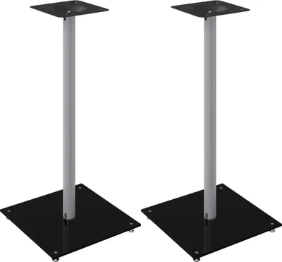 Image de vidaXL Pied de haut-parleur 2 pcs. noir & argenté verre trempé 1 colonne