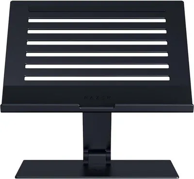 Productafbeelding van Famanu laptopstandaard, in hoogte verstelbaar en kantelbaar, geschikt voor laptops tot 18 inch - aluminium met ventilatieontwerp - zwart