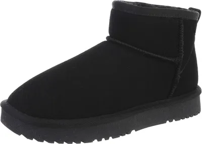 Produktbild von Ital-Design Damen Stiefeletten Flache Stiefeletten Warm gefüttert Wildlederoptik Snowboots 87283927 Schwarz Gr.  36