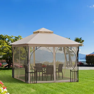 Image de Tente de réception - Tente pour fêtes en jardin - Pavillon - Tente pour fêtes en jardin - Toit double - 3 x 3 mètres