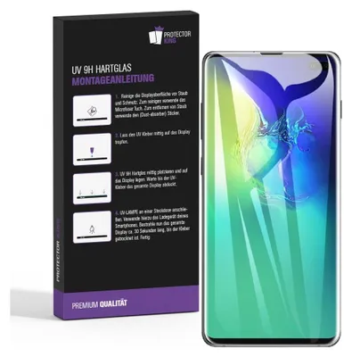Produktbild von 1x 9H Hartglas für Samsung Galaxy S10 Plus FULL CURVED UV Liquid Schutzglas Panzerfolie Displayschutz Schutzfolie Displayglas Panzerglas Tempered Glasfolie Sicherheitsglas Echtglas
