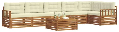 Immagine prodotto di vidaXL Set divani da esterno con cuscini 7 pezzi Naturale e Crema