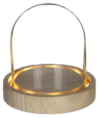 Produktbild von LED-Glasgefäße mit Holzsockel Ø10cm (1 Stück) [IFS-29491]