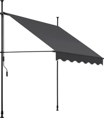 Obrázek produktu pro Svěrná markýza s ruční klikou, výškově nastavitelná - 150 x 180 cm, černá/šedá