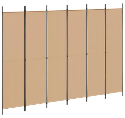 Image de Paravent à 6 panneaux Beige 300 x 220 cm Tissu