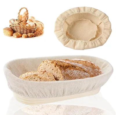 Produktbild von Gärkörbchen Brotkorb Gärkorb - Oval - Handgeflochten Rattan - Mit Leinenfutter - Für Brotteig und Aufbewahrung