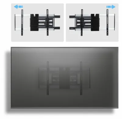 Immagine prodotto di StarTech.com Supporto TV da parete ultrapiatto e completamente mobile per schermi piatti fino a 65 pollici e 45 kg, VESA 600x400, design piatto, conforme TAA, 200 x 100 mm, 600 x 400 mm, -12 - 2°, -60 - 60°, alluminio, acciaio, nero, argento