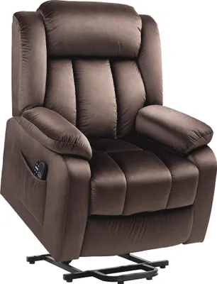 Produktbild von HOMCOM Fernsehsessel mit Aufstehhilfe Elektrisch Relaxsessel mit Liegefunktion, Vibrationsmassage, Heizfunktion, TV-Sessel mit Taschenfederkern, Seitentasche und Fernbedienung, Braun