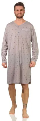 Produktbild von Herren Nachthemd langarm Sleepshirt; Grau M