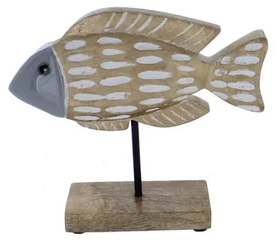 Produktbild von Standdeko Fisch - grau/weiß - ca. 17 x 20 x 5,5 cm