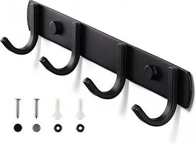 Produktbild von Handtuchhalter - 4 Haken - Wandhalterung - Hängend - Edelstahl - Wandhaken